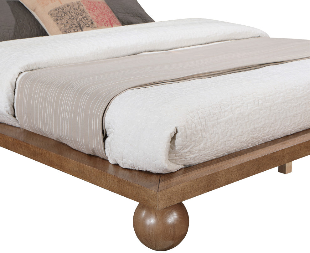 Kent Solid Ash Wood Bed, Walnut, King