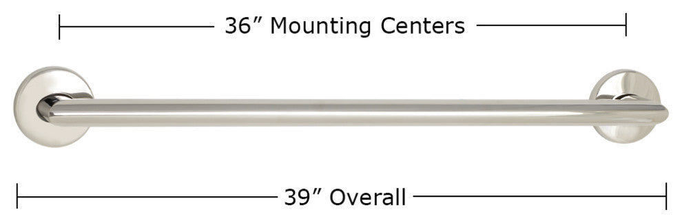Coronado Designer Oval Bathroom Shower Grab Bar, Mitered Corners, Satin, 36"