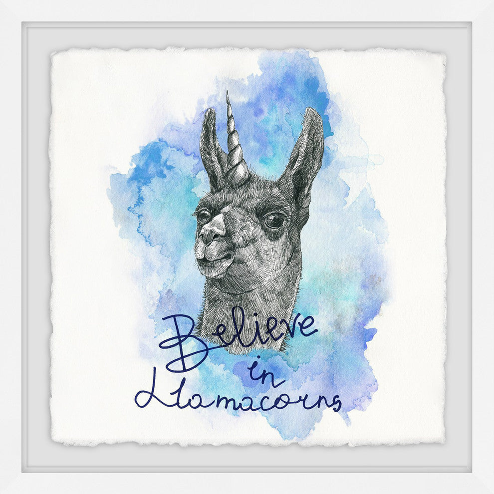 "Llamacorns" Framed Painting Print, 32"x32"