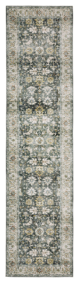 Celestia Machine Washable Vintage Indoor Area Rug, Blue, 2'x8'