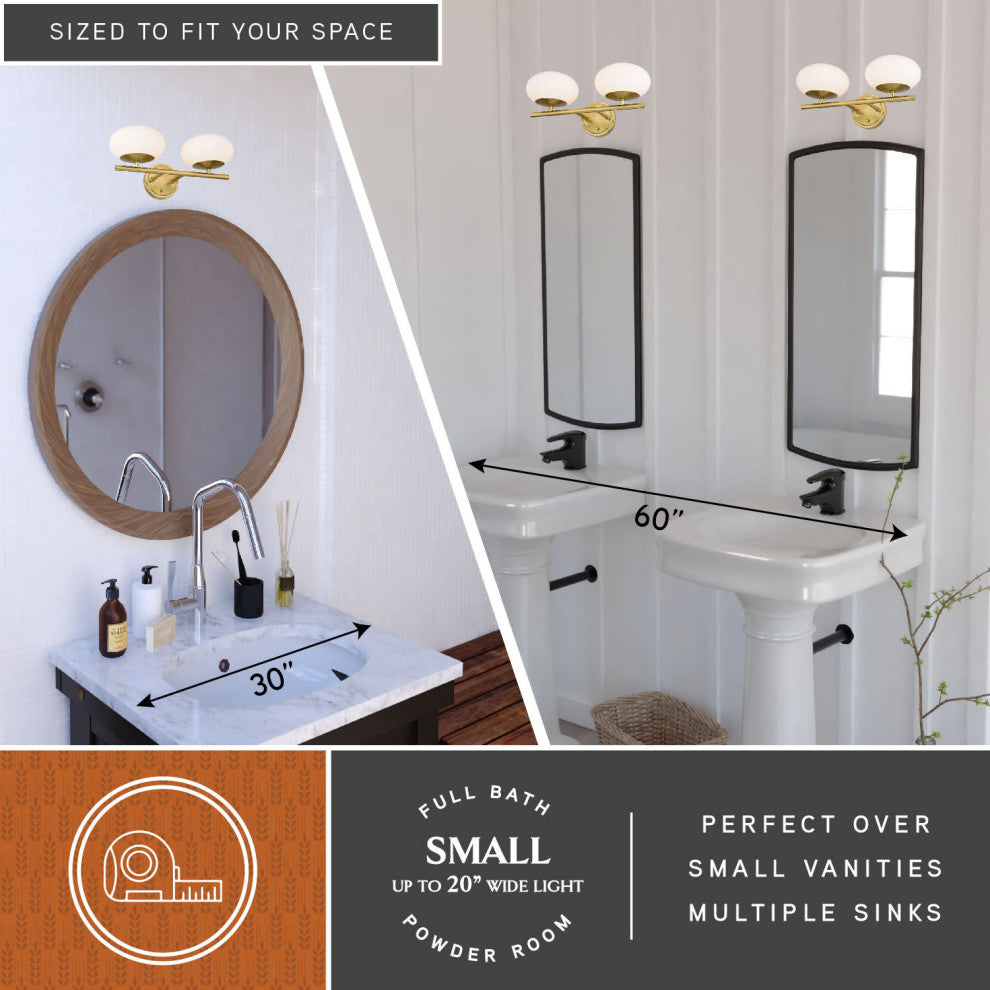 Sloane 2 Light Vanity Satin Brass