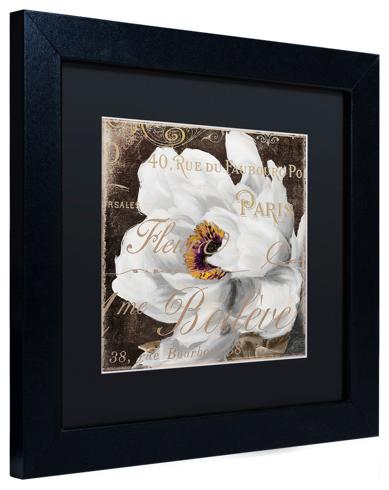 Color Bakery 'Fleurs Blanc III' Art, Black Frame, Black Matte, 11"x11"
