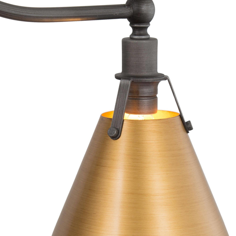 3-Lights Antique Gold and Gray Contemporary LED Kitchen Island Lamp