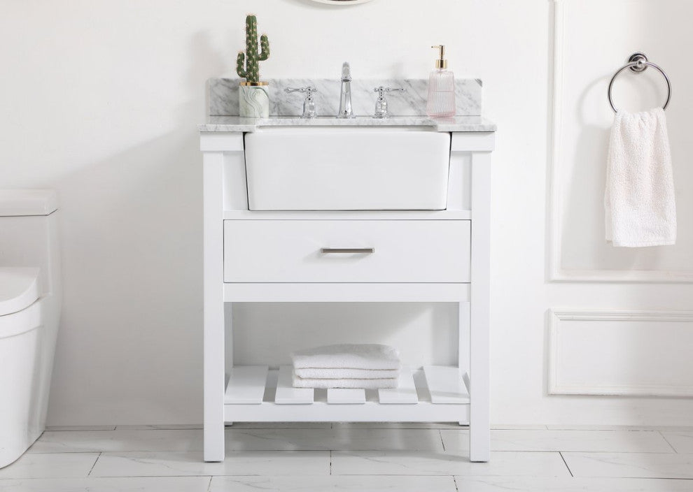 Home Living 22" Farmhouse White-Light Bathroom Vanity