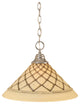 Chain Hung Pendant In Chrome, 16" Chocolate Icing Glass