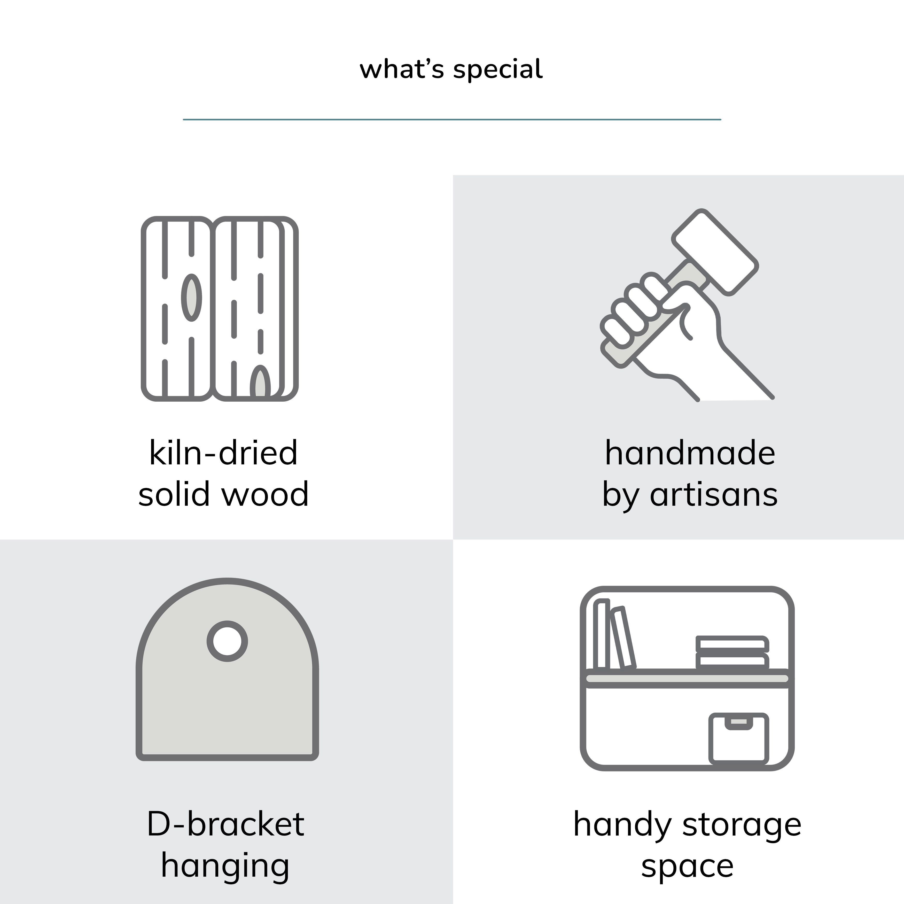 Hutch Set of 2 Wall Mounted Shelves, Natural