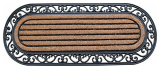 Striped Oval 18"X48" Rubber And Coir Molded Double Doormat
