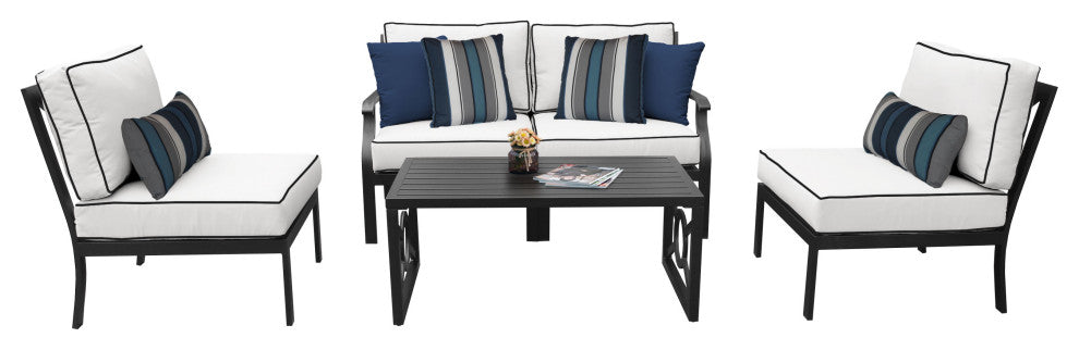 kathy ireland Madison Ave. 5 Piece Aluminum Patio Furniture Set 05d, Snow