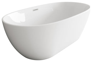 Aaron 59" Soaking Bathtub, Glossy White With Brushed Nickel Trim