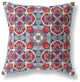 18" Red Blue Cloverleaf Boho Suede Throw Pillow