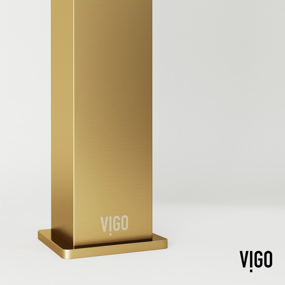 VIGO Dunn 11" H Single Handle Single Hole Bathroom Vessel Faucet, Matte Brushed Gold