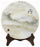 Chinese Natural Dream Stone Round White Fengshui Plaque Birdcage, Hws2259