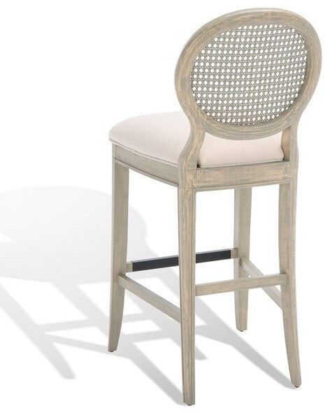 Safavieh Couture Karlee Rattan Back Barstool Beige / Rustic Grey