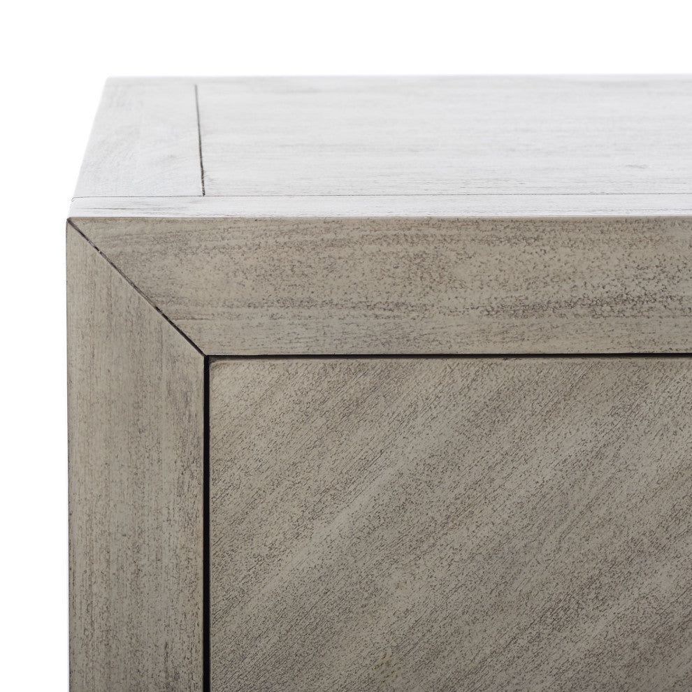 Safavieh Couture Steve 2 Drawer Wood Nightstand, Light Grey