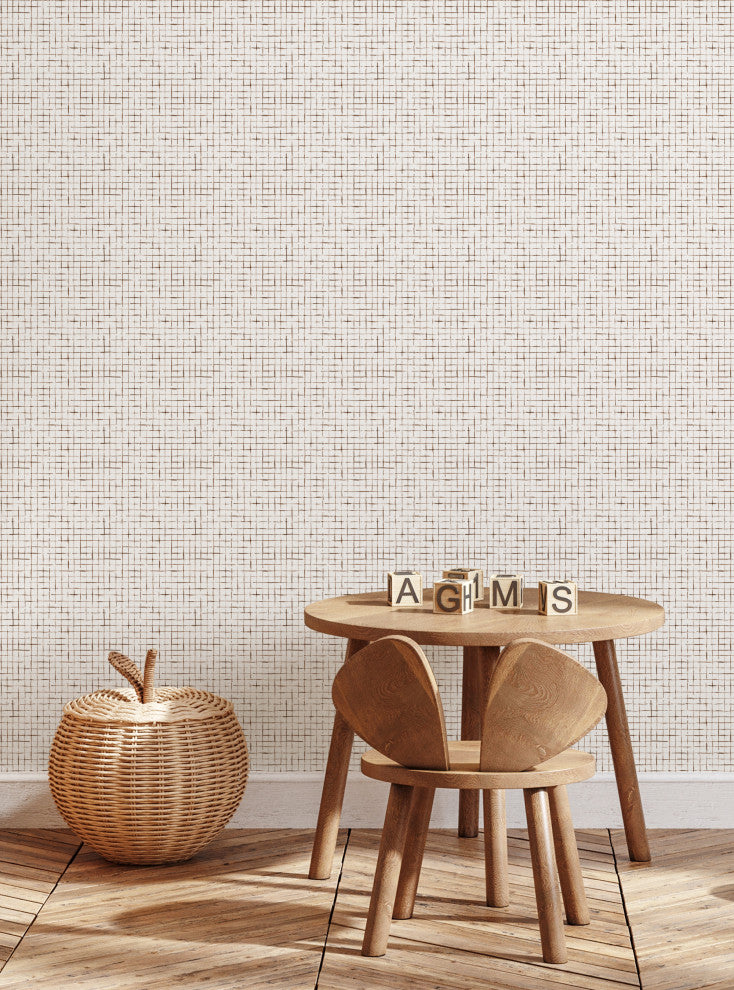 Crosshatch Peel and Stick Vinyl Wallpaper, Brown, 24" X 60"
