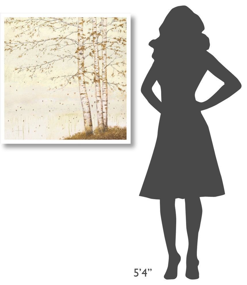 "Golden Birch II Off White" Digital Paper Print by James Wiens, 32"x32"