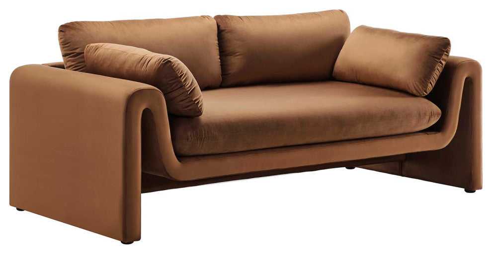 Waverly Performance Velvet Sofa, Brown