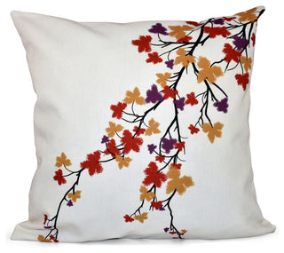 Maple Hues Flower Print Pillow, Purple, 18"x18"