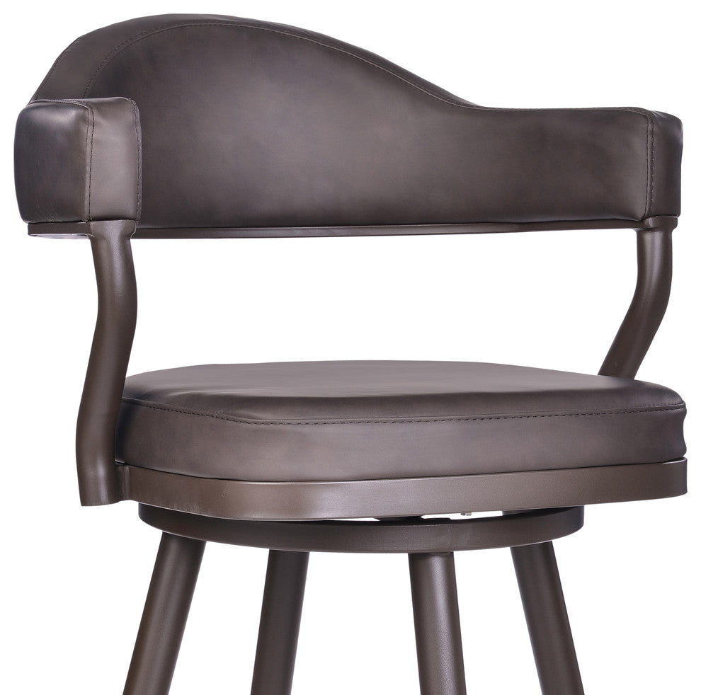 Darrel 26" Counter Stool, Brown Powder Coated and Vintage Brown Faux Leather