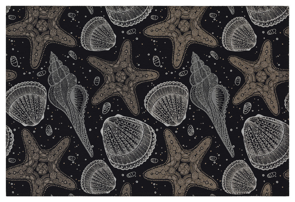 Indoor/Outdoor Seabreeze SZ4 Black Machine Washable 1'8" x 2'6" Rug
