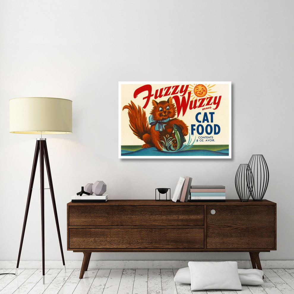 "Fuzzy Wuzzy Brand Cat Food" Digital Paper Print by Retrolabel, 46"x31"