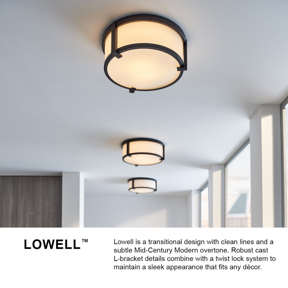 Hinkley Lowell 16" Md Flush Mount Ceiling Light, Chrome + Clear Glass