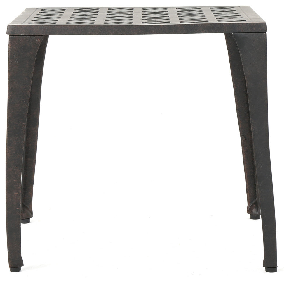 GDF Studio Kata Outdoor 18" Bronze Finished Cast Aluminum Side Table