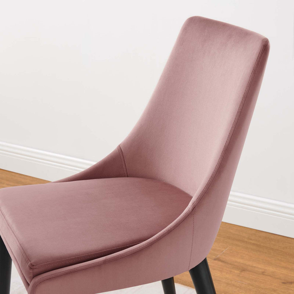 Side Dining Chair, Set of 2, Pink, Velvet, Modern, Cafe Bistro Hospitality