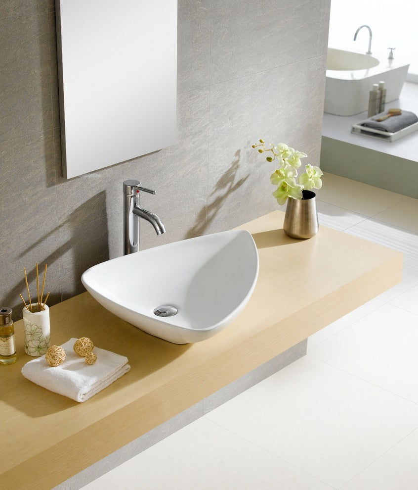 Fine Fixtures White Vitreous China Triangular Vessel Sink