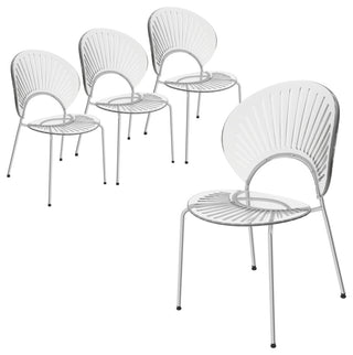 Opulent Plastic Dining Side Chair, Chrome Base Set of 4, Clear