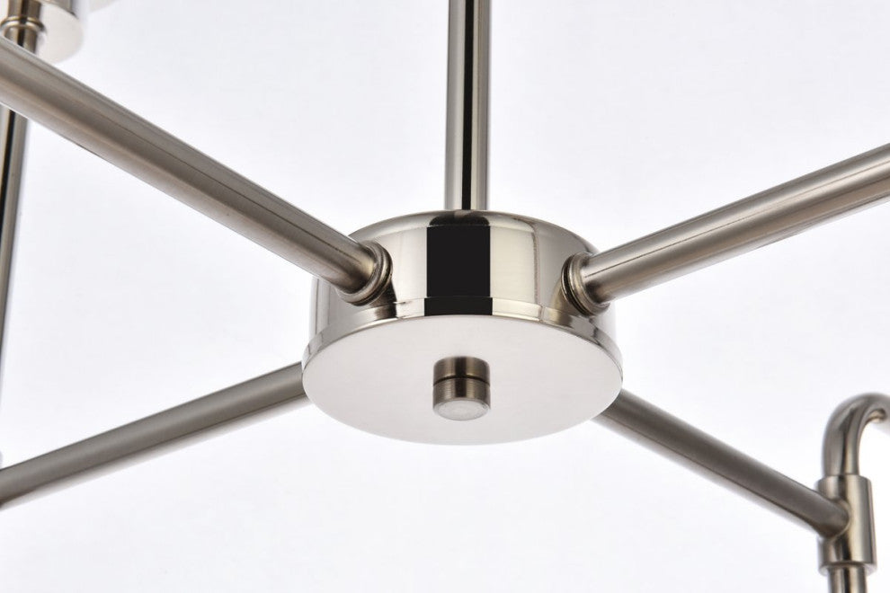 Helen 8-Light Pendant, Polished Nickel With Frosted Shade