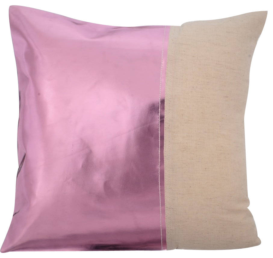 Pink Decorative Euro shams 26"x26" Faux Leather, Better Half Pink