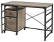 48" Angle Iron Desk with Filing Cabinet Cabinet - Grey Wash