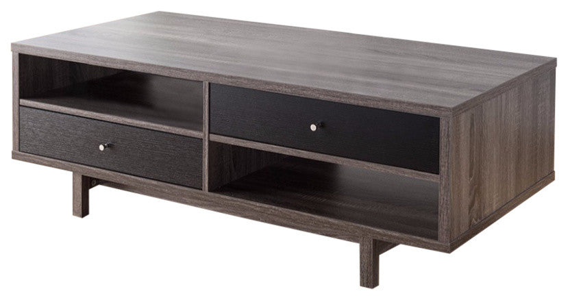 Well - Designed Coffee Table With Customize Decks or Drawers, Gray
