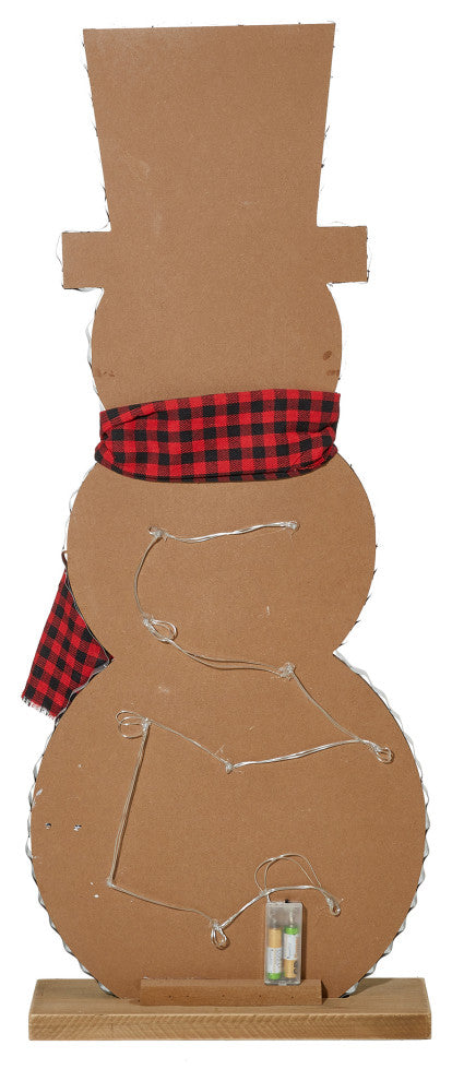 36"H Lighted Wooden Christmas Snowman Porch Decor