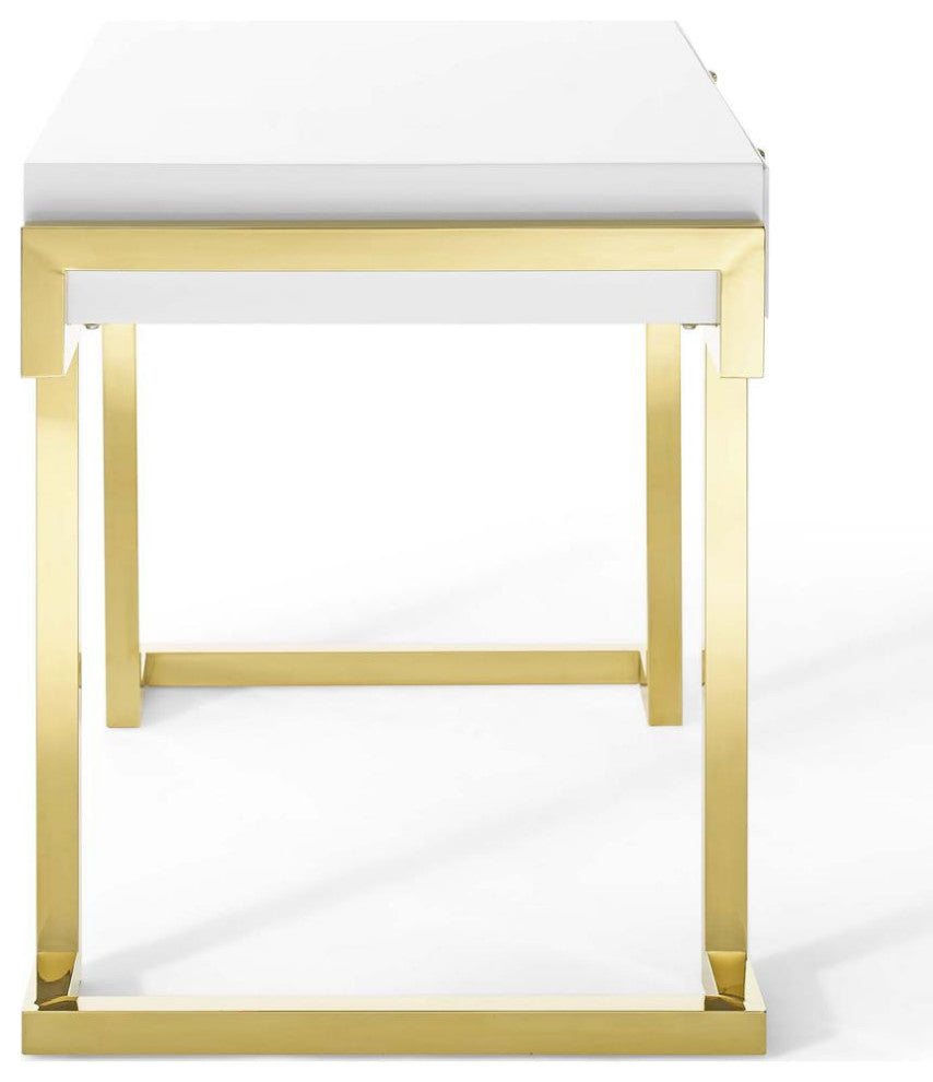 Ring Office Desk-Gold White