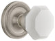 Rope Rosette Passage Waldorf White Milk Glass Knob, Satin Nickel