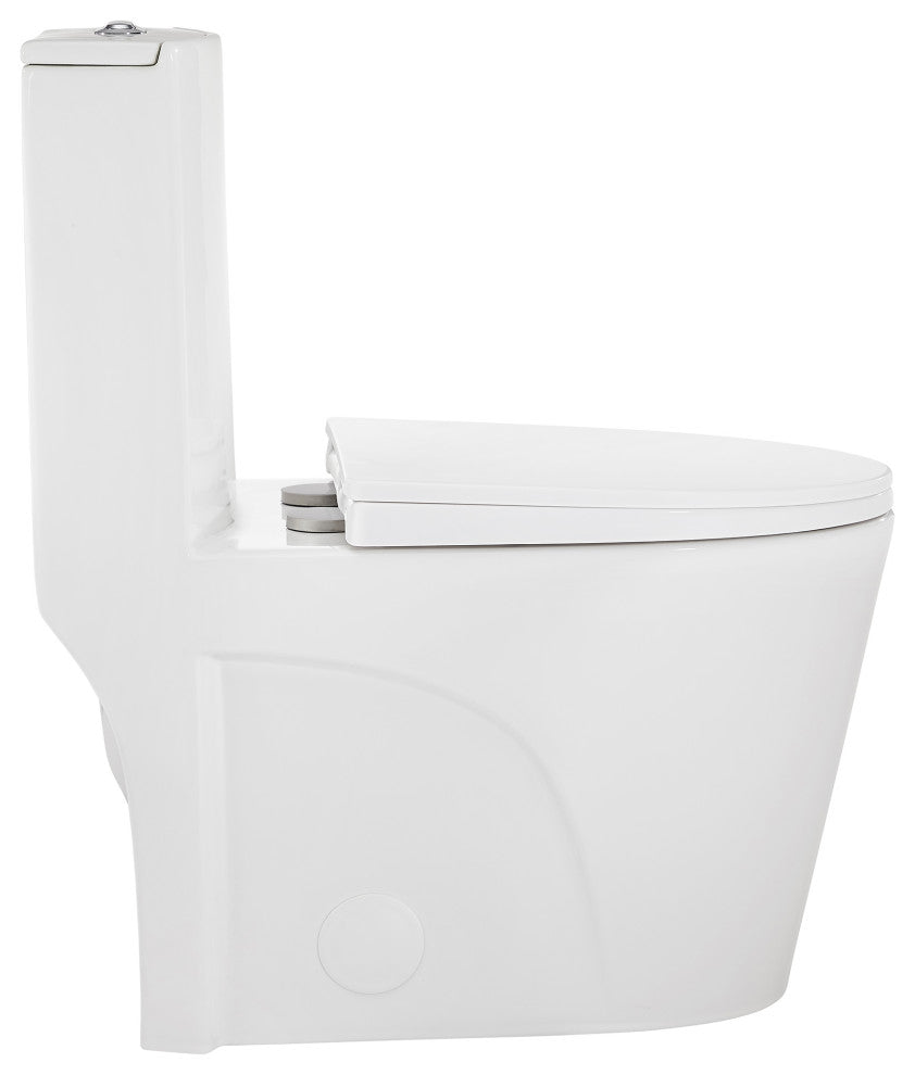 St. Tropez Elongated Toilet, Dual Vortex Flush, Glossy White