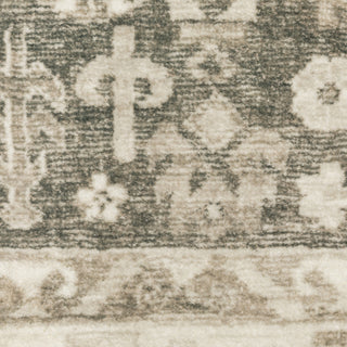 Sanjay Vintage Double Medallion Charcoal/Ivory Microfiber Area Rug, 7'8"x10'