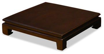 16 Inch Dark Brown Elmwood Chinese Square Stand