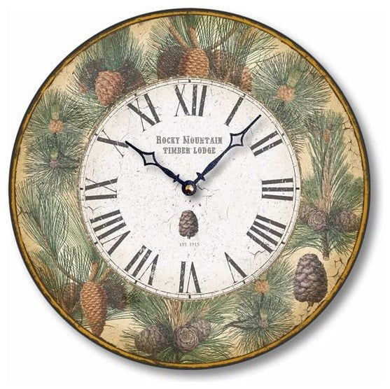 Vintage-Style 12  Inch Western Pine Wall Clock