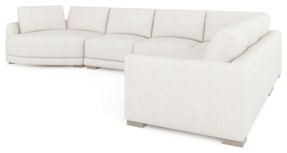 Laguna 166" Modular Feather-Cushion Sectional Sofa, Wheat Cream Beige Polyester Tweed, Left-Arm Facing