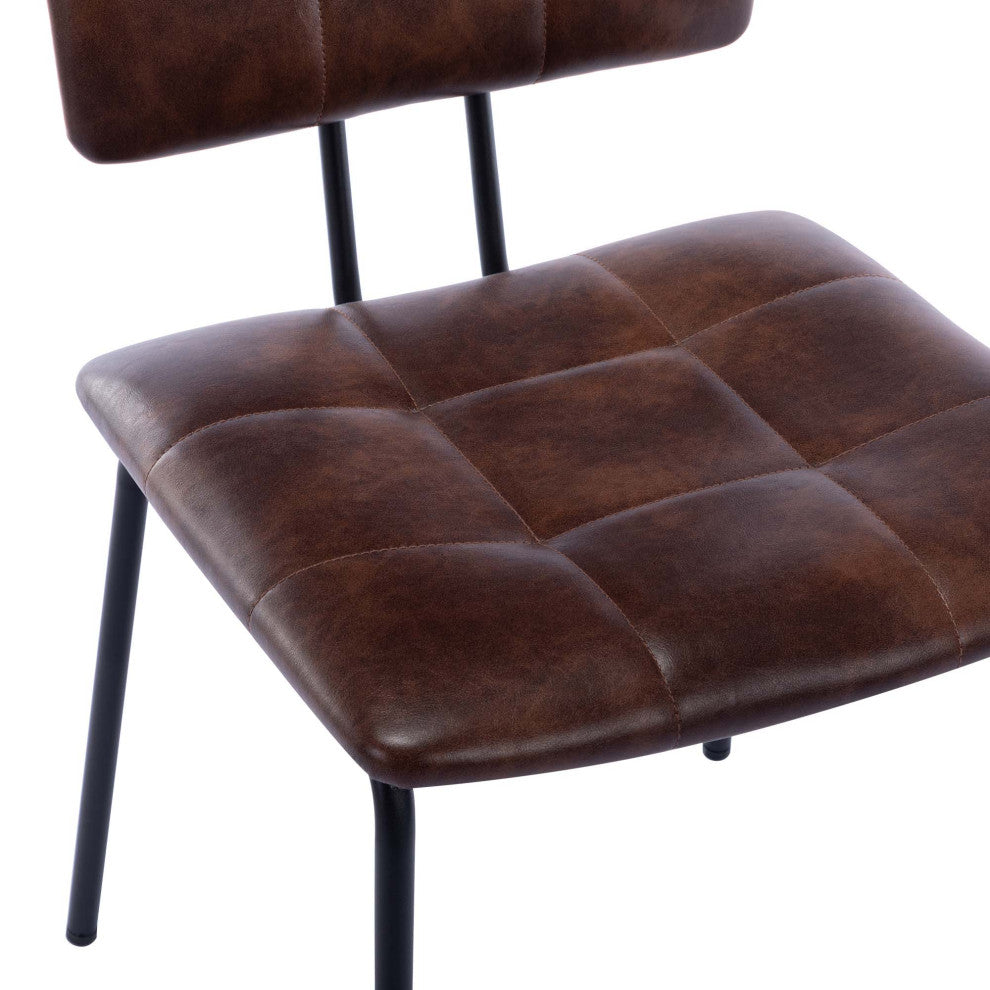 Tufted Tubular Frame Side Chairs Set of 2, Dark Brown