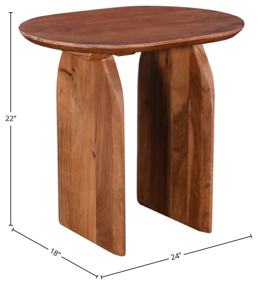 Kenzo Acacia Side Table, Pecan