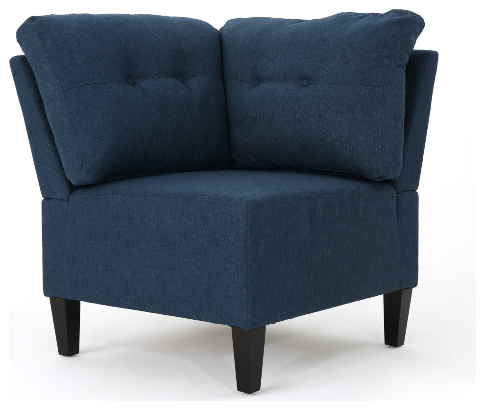 GDF Studio 10-Piece Niya Mid Century Modern Fabric U-Shaped Sectional Sofa, Navy