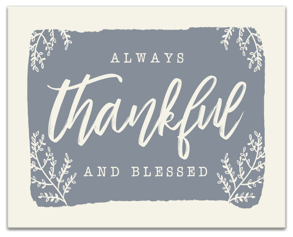 Always Thankful Blue Cream 2 24"x30" Canvas Wall Art
