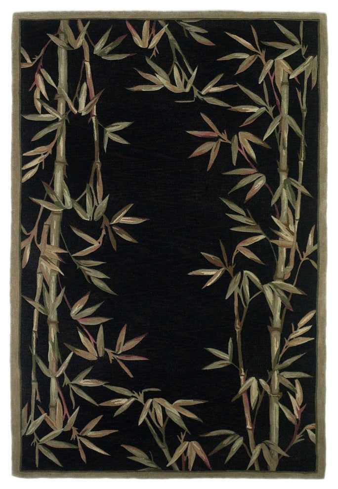 4'X6' Black Hand Tufted Bordered Bamboo Indoor Area Rug