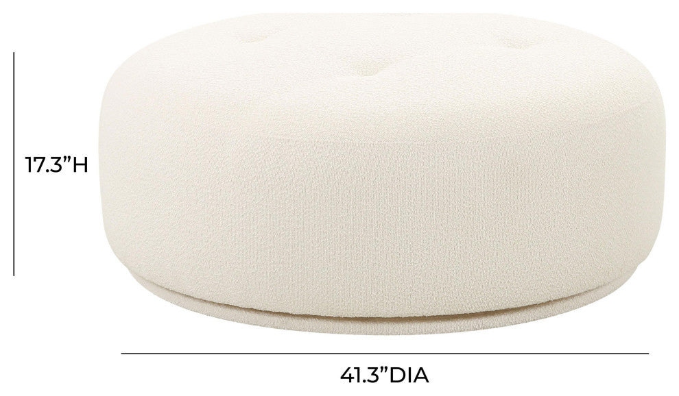 Fickle Cream Boucle Swivel Ottoman