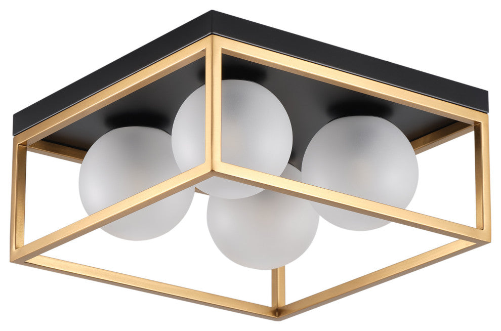 Farmhouse 4-Light Flush Mount Ceiling Light with Globe Frosted Glass Shades