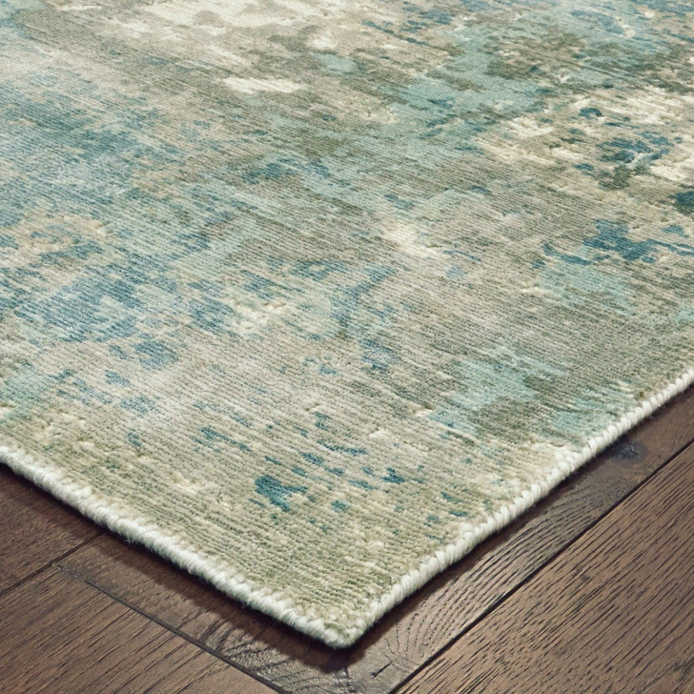 6' X 9' Blue And Gray Abstract Pattern Indoor Area Rug